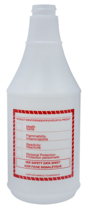 24 OZ ROUND BOTTLE W/ RED WHMIS PANEL